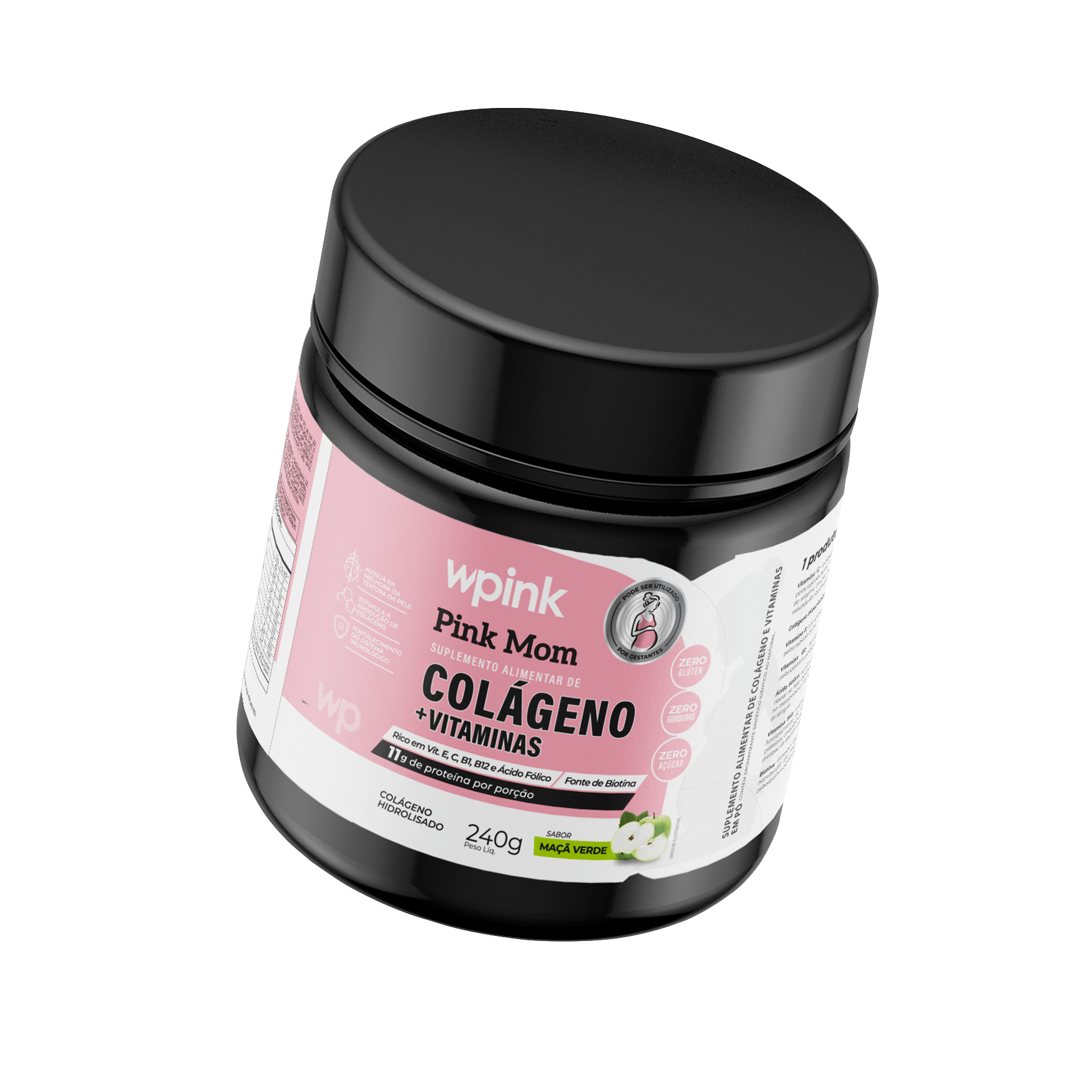 colágeno pink mom maçã verde - 240g - wp - foto 5